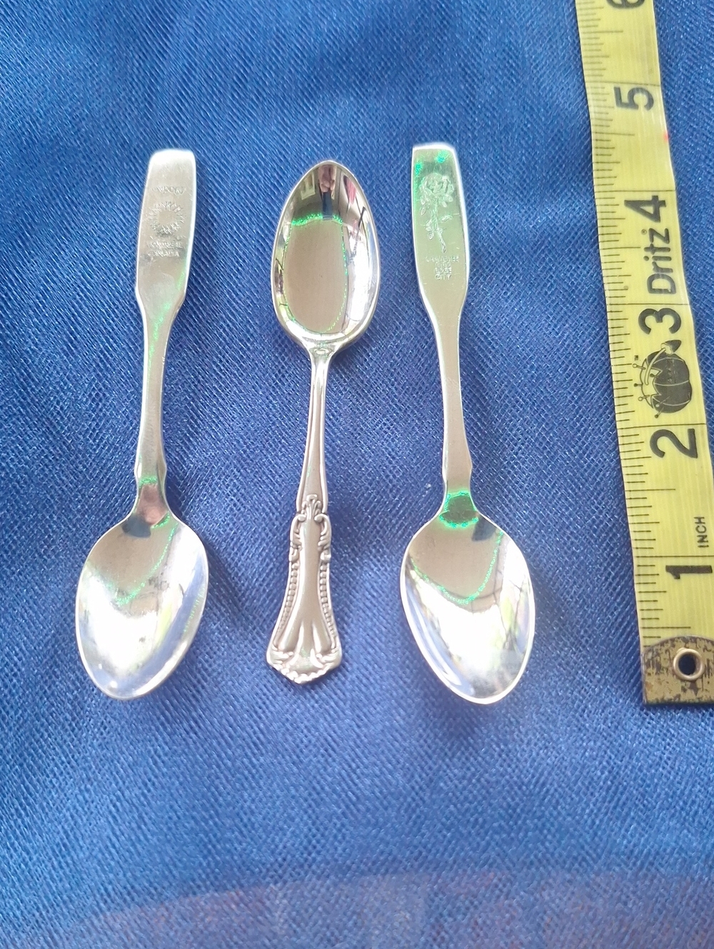 Set of 3 Silver Collectible Spoons - Decorative Handles